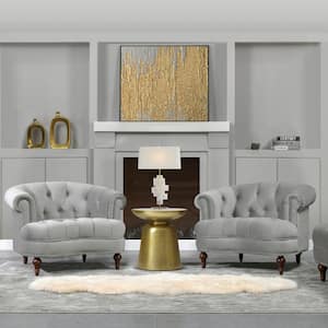 La Rosa Traditional Velvet Tufted Opal Grey Living Room Accent Arm Chair