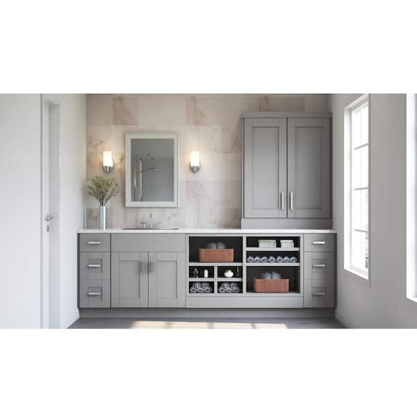 Hampton Bay Shaker Dove Gray Stock Assembled Base Kitchen Cabinet With Ball Bearing Drawer Glides 12 In X 34 5 In X 24 In Kb12 Sdv The Home Depot