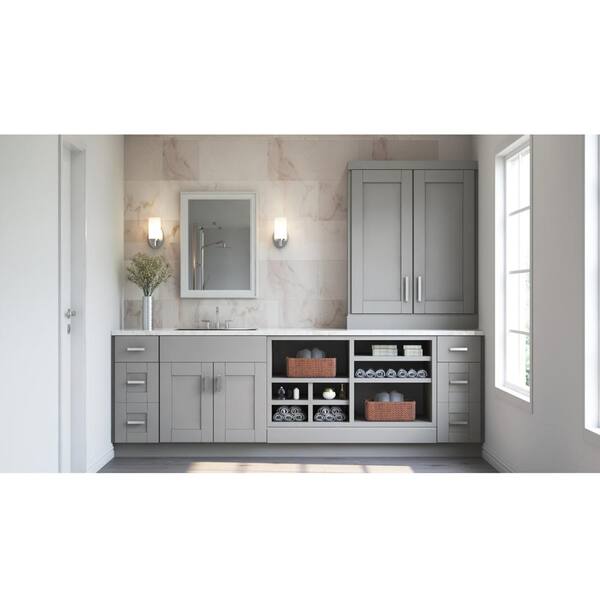 Hampton Bay KWFC1830-DV Shaker Assembled 18x30x12 in. Wall Flex Kitchen Cabinet with Shelves and Dividers in Dove Gray
