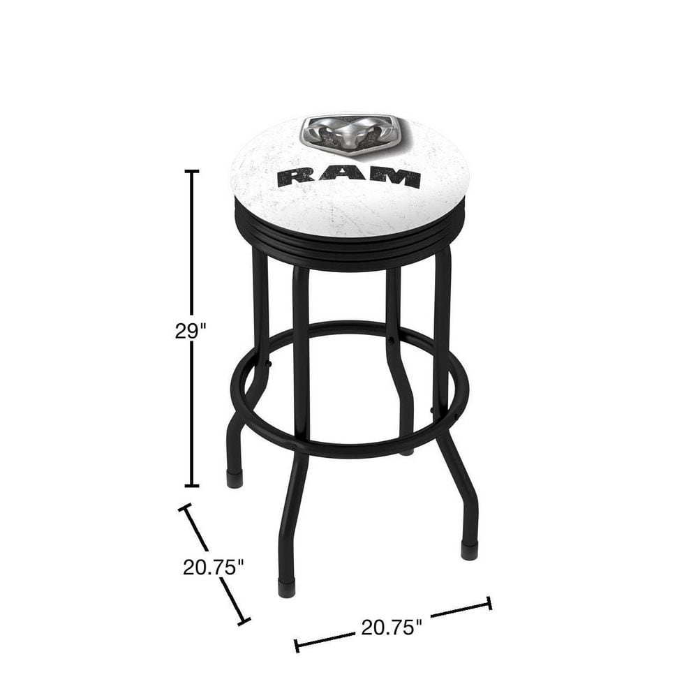 White Vinyl Swivel Bar Stool with Metal Frame