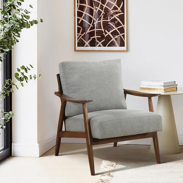 Zachary Gray Textured Fabric Upholstery Accent Arm Chair