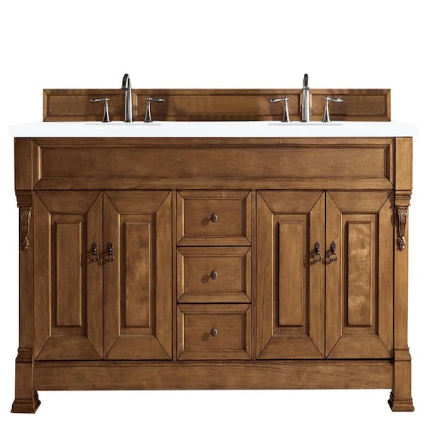 James Martin Vanities Brookfield 72 in. W x 23.5 in. D x 34.3 in. H Double Bath Vanity in Country Oak with Classic White Top