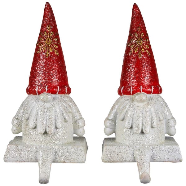 Glittered Gnome Christmas Stocking Holders-8.25"-Set of 2