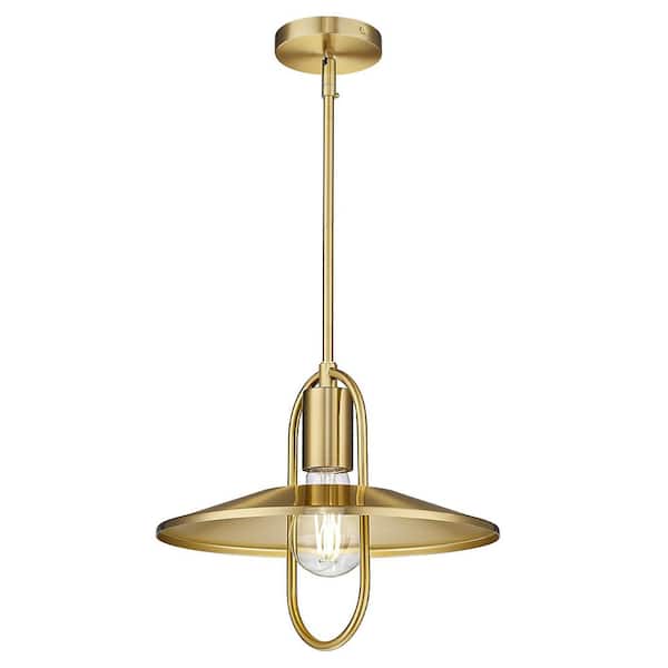 Modern 1-Light Gold Shaded Pendant Light with Metal Shade, No Bulbs Included