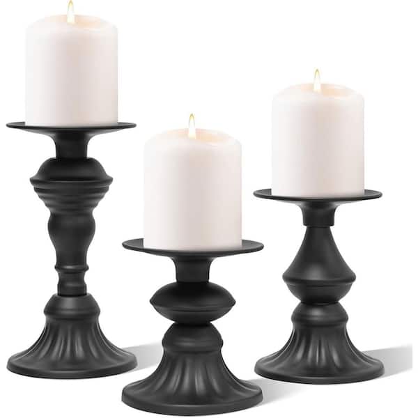 Bougeoir Noir En Métal Pour Bougie Pilier - Style Industriel
