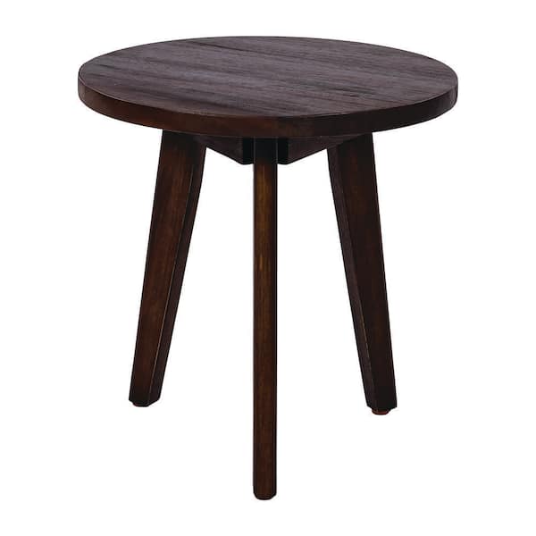 Marina Dark Brown Round Wood Outdoor Patio Side Table