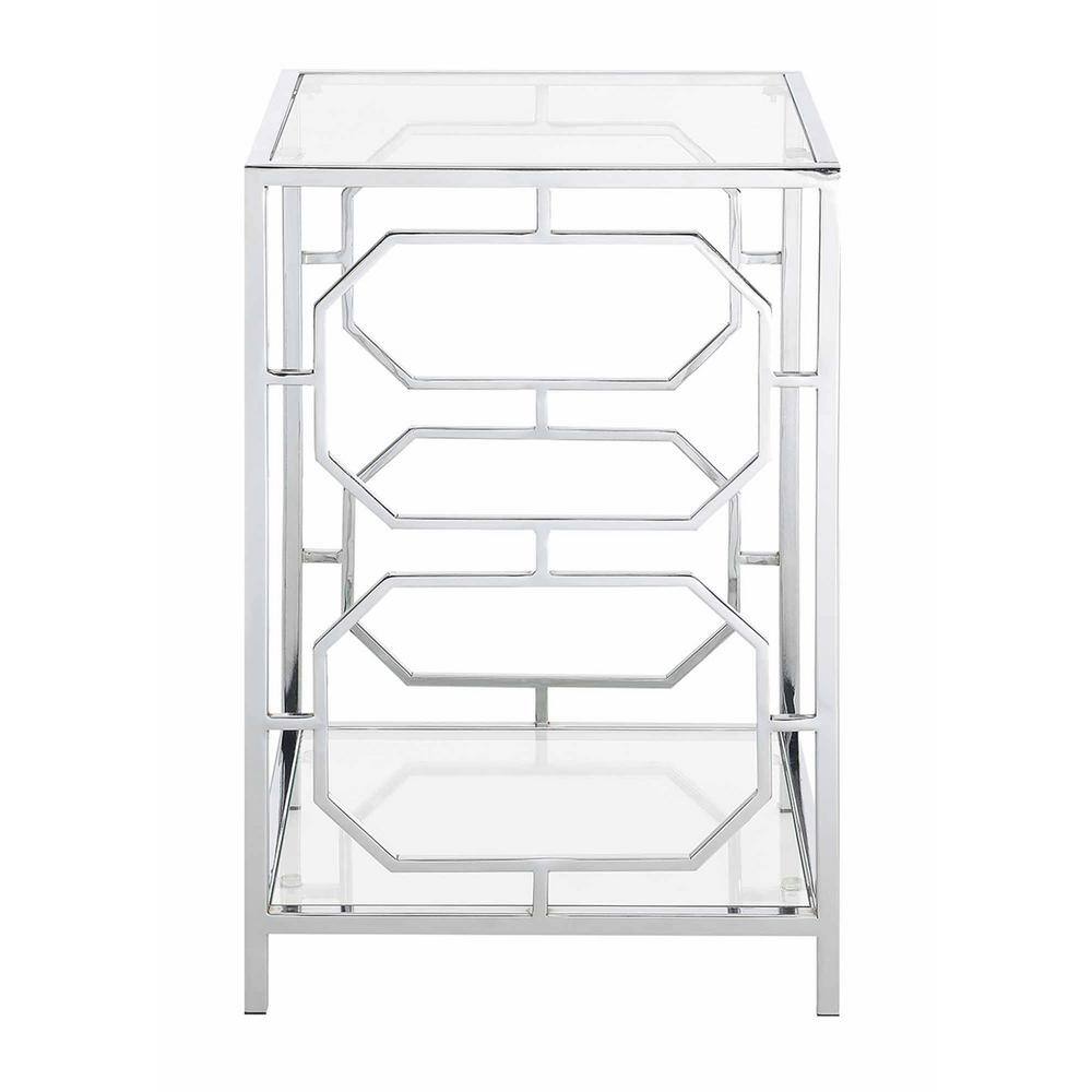 Omega Chrome and Glass End Table with Shelf