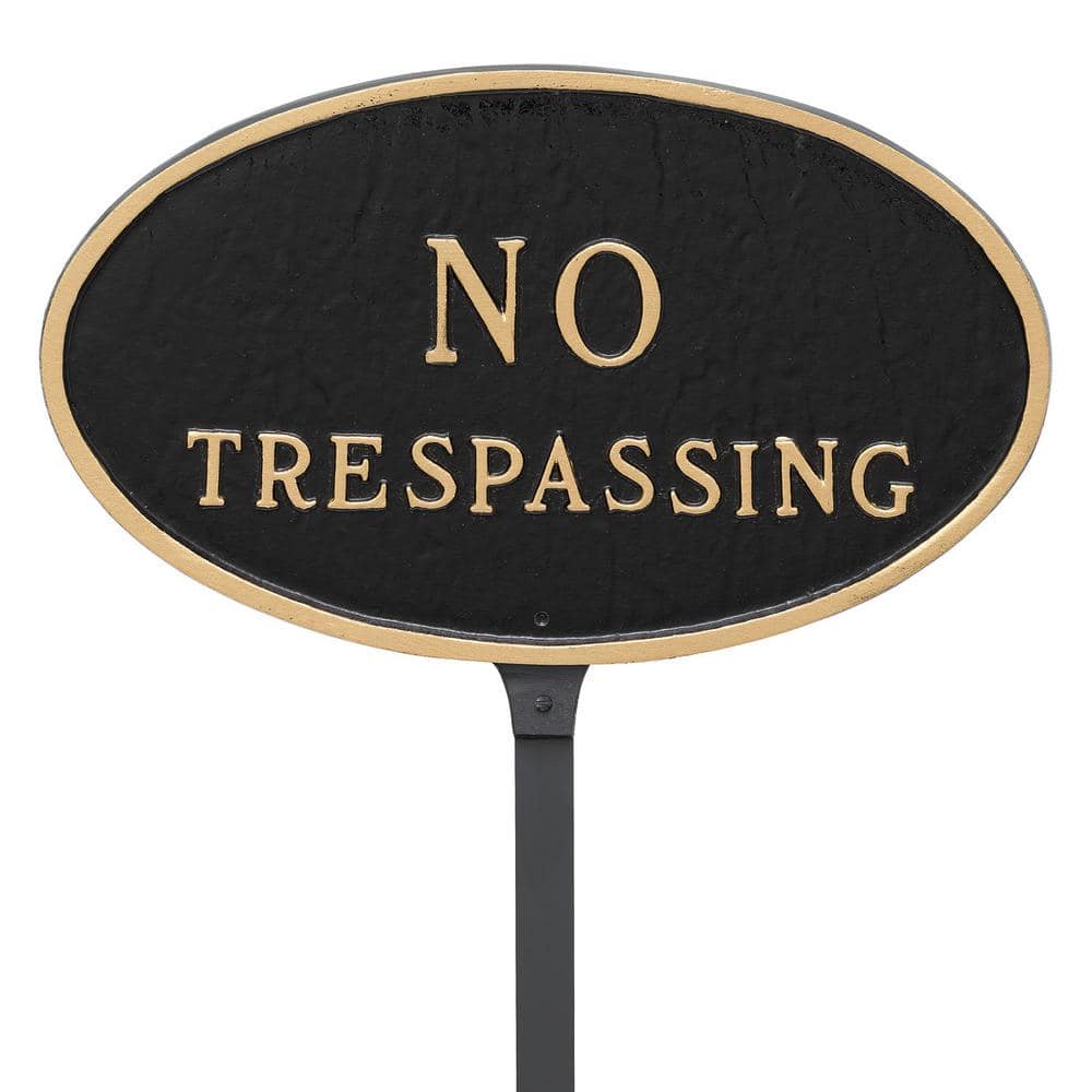 8.5 in. x 13 in. Standard Oval No Trespassing Statement Plaque Sign with 23 in. Lawn Stake, Black with Gold Lettering price history on PriceWatchPro