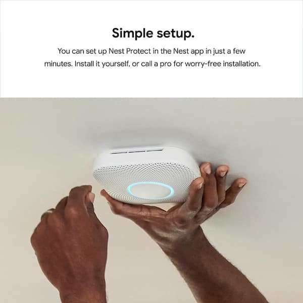 Google Nest Protect - Smoke Alarm - Smoke Detector and Carbon Monoxide  Detector - Battery Operated , White - S3000BWES 