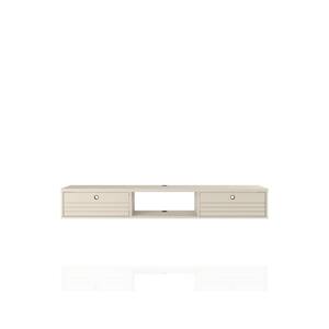 Liberty 63 in. Rectangular Off White Floating Desk with Built-In Storage