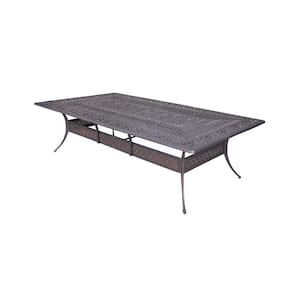 Rectangle Aluminum Frame 29 in. H Outdoor Dining Table with Umbrella Hole for Garden, Pergola (Seats 12)