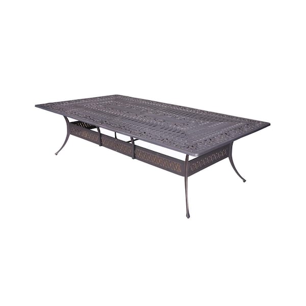 Mondawe Rectangle Aluminum Frame 29 in. H Outdoor Dining Table with Umbrella Hole for Garden, Pergola (Seats 12)