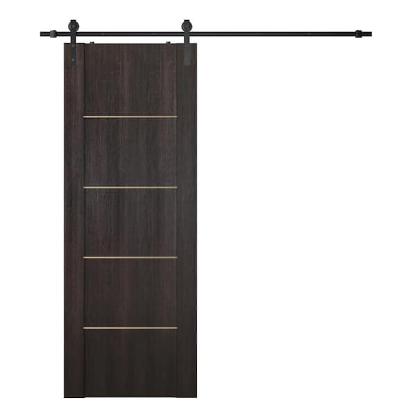 Belldinni Vona Gold 24 in. x 80 in. Veralinga Oak Composite Core Wood Sliding Barn Door with Hardware Kit