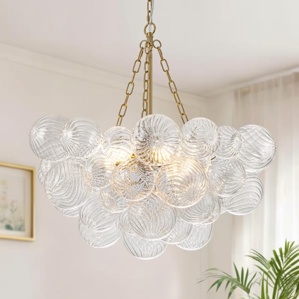 GoYeel Bublume Mid-Century 6-Light Gold Bubble Chandelier with