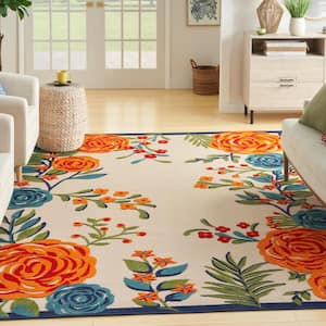 Aloha Multicolor 8 ft. x 11 ft. Botanical Contemporary Indoor/Outdoor Patio Rug