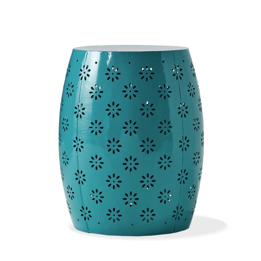 Zula Teal Lacy Cut Iron Accent Table 15875 The Home Depot   Teal End Side Tables 15875 64 1000 