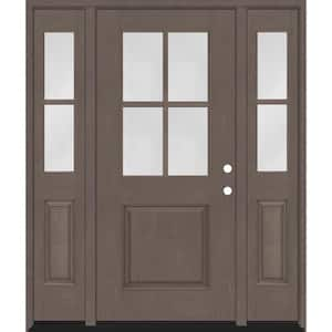 Regency 64 in. x 80 in. 1/2-4Lite Clear Glass LH Ashwood Stain Mahogany Fiberglass Prehung Front Door w/Dbl 12in.SL