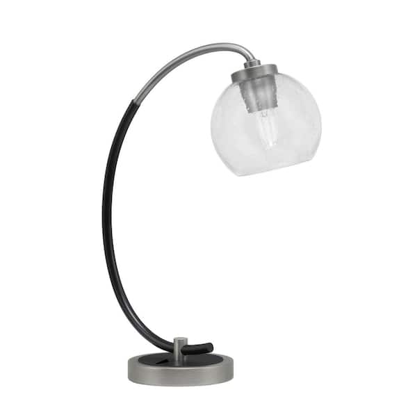 Unbranded Delgado 18.25 in. Graphite and Matte Black Desk Lamp, Piano Desk Lamp, with Clear Bubble Glass Shade