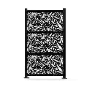 New Style MetalArt Laser Cut Metal Black Privacy Fence Screen, WeepingWillow, 2-Pole with 3-Panel, 72 in. x 48 in./Set