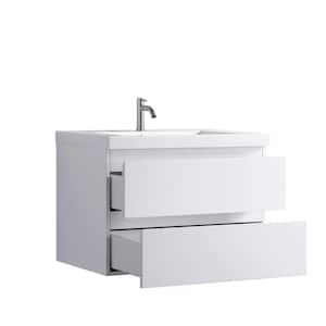 29.65 in. W x 19.7 in. D x 21.65 in. H Floating Bath Vanity in White with White Ceramic Top and Sink