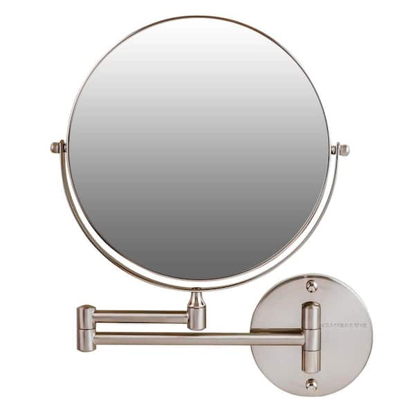 OVENTE Small Round Nickel Brushed Framed Modern Mirror (13.4 in. H x 1. ...