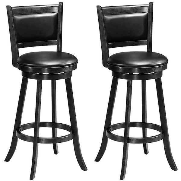 Costway 29 In Black Low Back Swivel, Bar Height Bar Stools With Backs