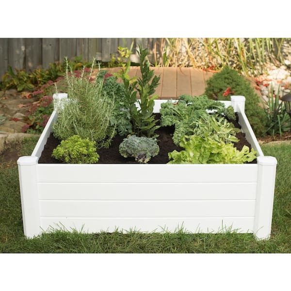 White Vinyl Raised Garden Bed (48 in. L x 15 in. W x 48 in. H)