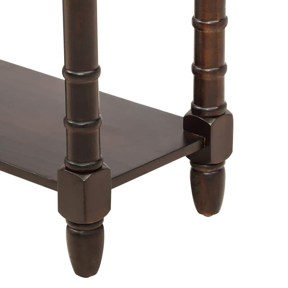 Espresso Pine Wood Console Table with Drawers and Shelf
