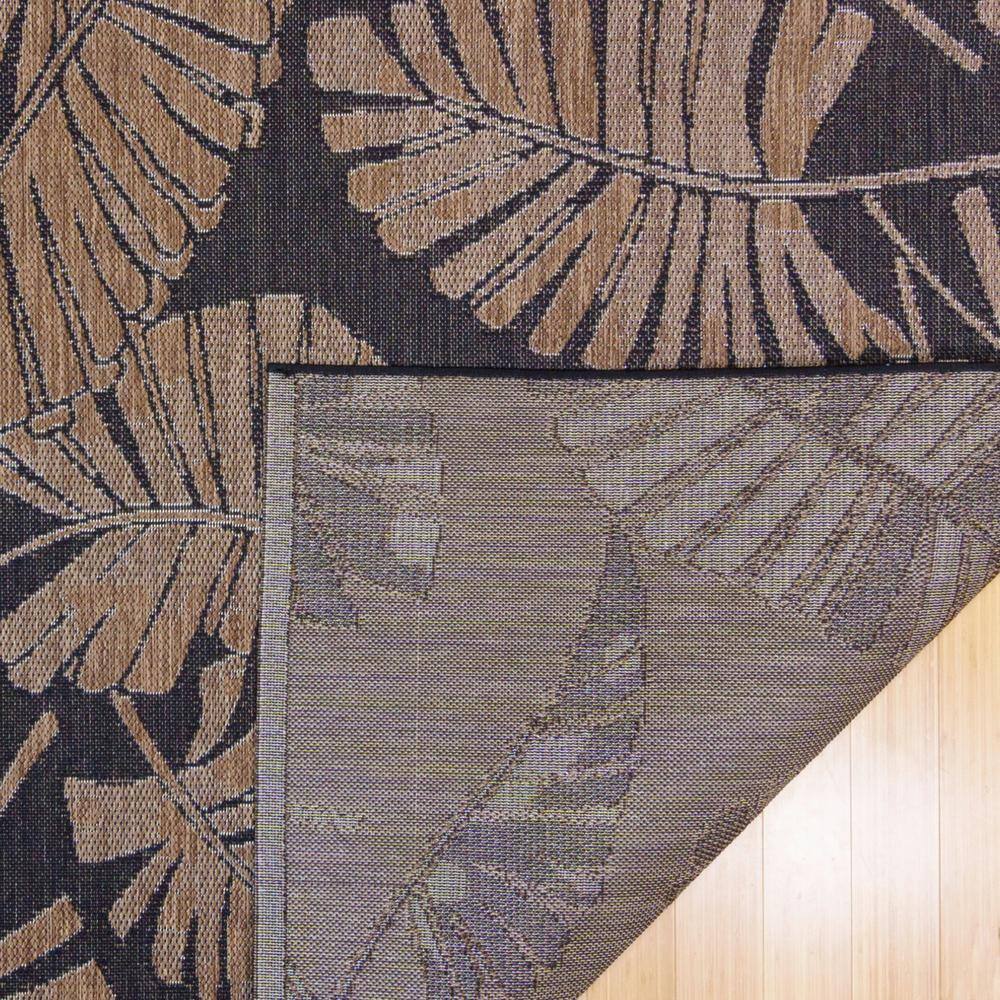 Black and Brown Tropical Floral Flatweave Runner Rug, 2'2" x 6'