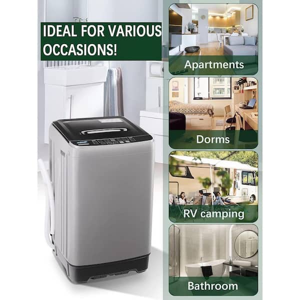 1.38 cu. ft. Full-Automatic Smart Home Top Load Washer in Dark Gray with Stainless Steel Drum, Multiple Washing Programs