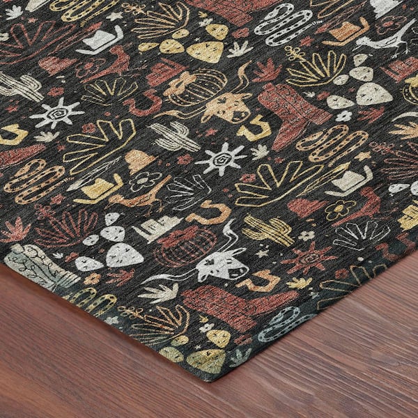 Chantille Machine Washable Indoor/Outdoor Abstract ACN2613 Black 5 ft. x 7 ft. 6 in. Area Rug