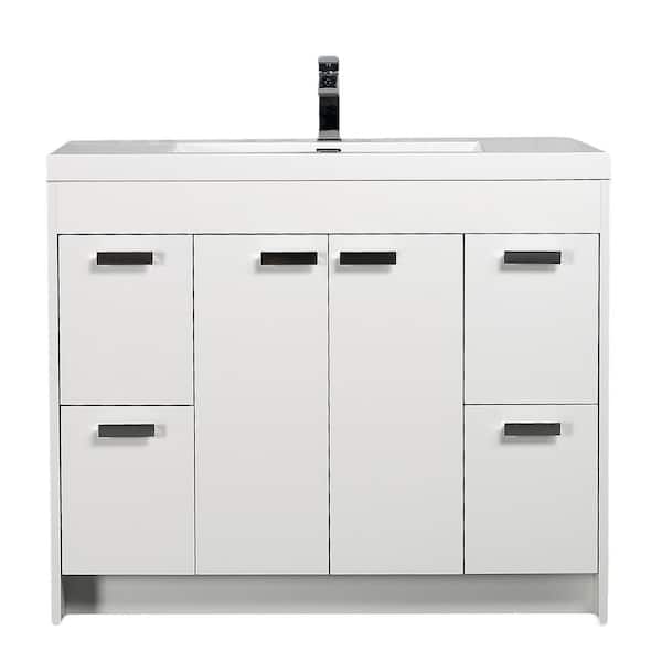 Lugano 36 in. Single Sink White Bath Vanity with White Acrylic Top (Assembled)