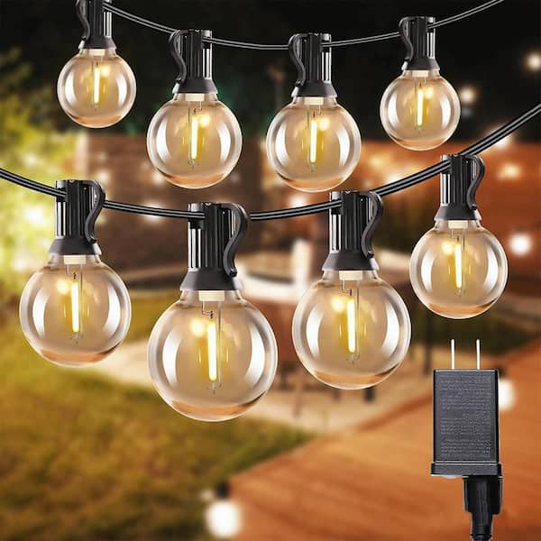 26 Light 50 ft. Black Outdoor Remote Dimmable 24V Waterproof Plug G40 LED Shatterproof Patio String Light