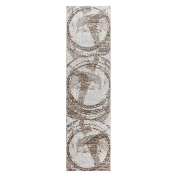 Gertmenian Alor Montu Beige 3 ft. x 8 ft. Abstract Indoor Runner Rug