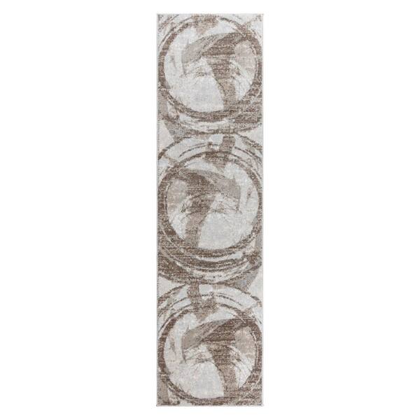 Gertmenian Alor Montu Beige 2 ft. x 6 ft. Abstract Indoor Runner Rug