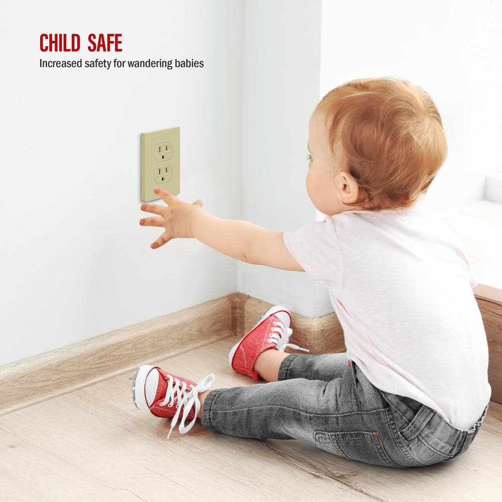 Ivory Polycarbonate Screwless Duplex Outlet Wall Plate