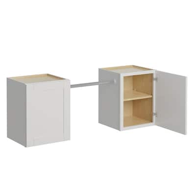 MILL'S PRIDE Richmond Verona White 23 in. H x 58 in. W x 12 in. D Plywood Laundry Room Wall Cabinet and Pole ext 76 in. w/ 2 Shelves Richmond Verona White 23 in. H x 58 in. W x 12 in. D Plywood Laundry Room Wall Cabinet and Pole ext 76 in. w/ 2 Shelves