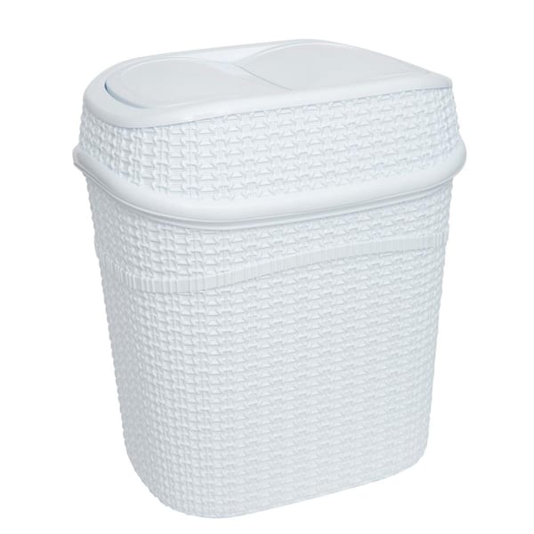 9.5 Liter Sailor Knot Swing Top Waste Bin in White