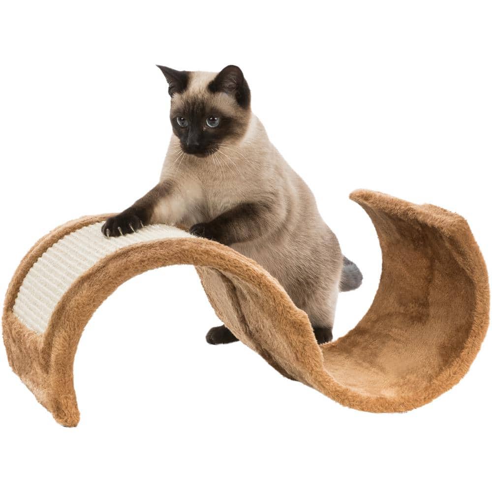 Brown Sisal Wave Cat Scratcher with Plush Cover