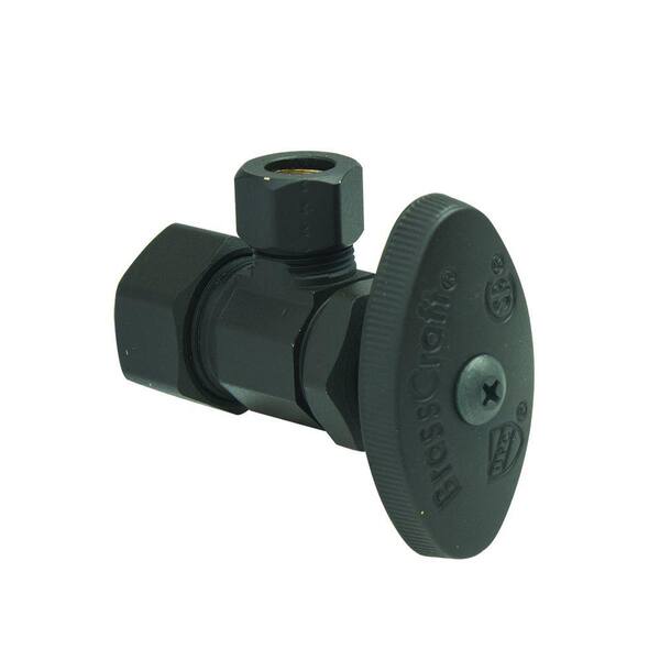 BrassCraft 1/2 in. Comp Inlet x 3/8 in. Comp Outlet Multi-Turn Angle Valve in Oil Rubbed Bronze