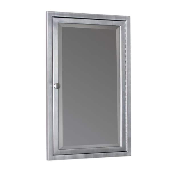 Deco Mirror 16 in. W x 26 in. H x 4-1/2 in. D Framed Single Door Stainless Steel Recessed Bathroom Medicine Cabinet in Brush Nickel