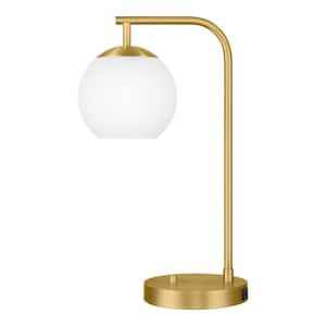 21.5 in. Frazier Table Lamp Brass Milk Glass Shade