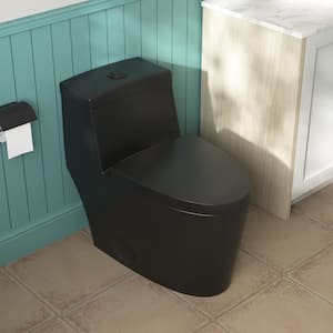Prism 1-Piece 1.1/1.6 GPF Dual Flush Elongated Toilet in Black, Seat Included