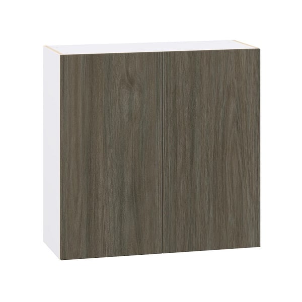 J COLLECTION Timberline Slab Walnut Assembled Wall Kitchen Cabinet with Full Height Door (36 in. W x 35 in. H x 14 in. D)