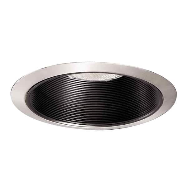 HALO 5 in. Satin Nickel LED Recessed Baffle Lighting Trim (4-Pack)