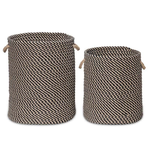 Colonial Mills Cabana Woven Black Round Hamper17 in. x 17 in. x 22 in.