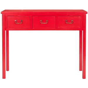 Cindy 40 in. 3-Drawer Red Wood Console Table