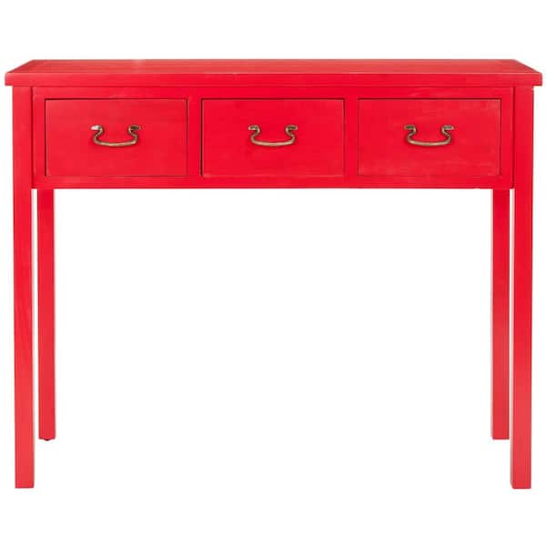 SAFAVIEH Cindy 40 in. 3-Drawer Red Wood Console Table