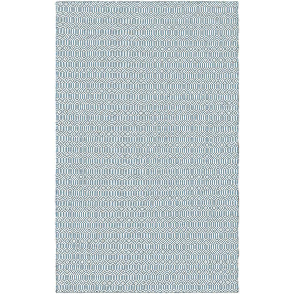 Hand-Woven Denim Blue Rectangular Outdoor Rug, 3' x 5', PET Polyester
