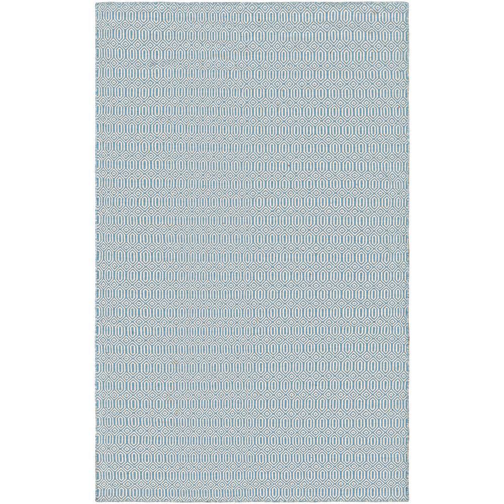 Hand-Woven Denim Blue Rectangular Outdoor Rug, 3' x 5', PET Polyester